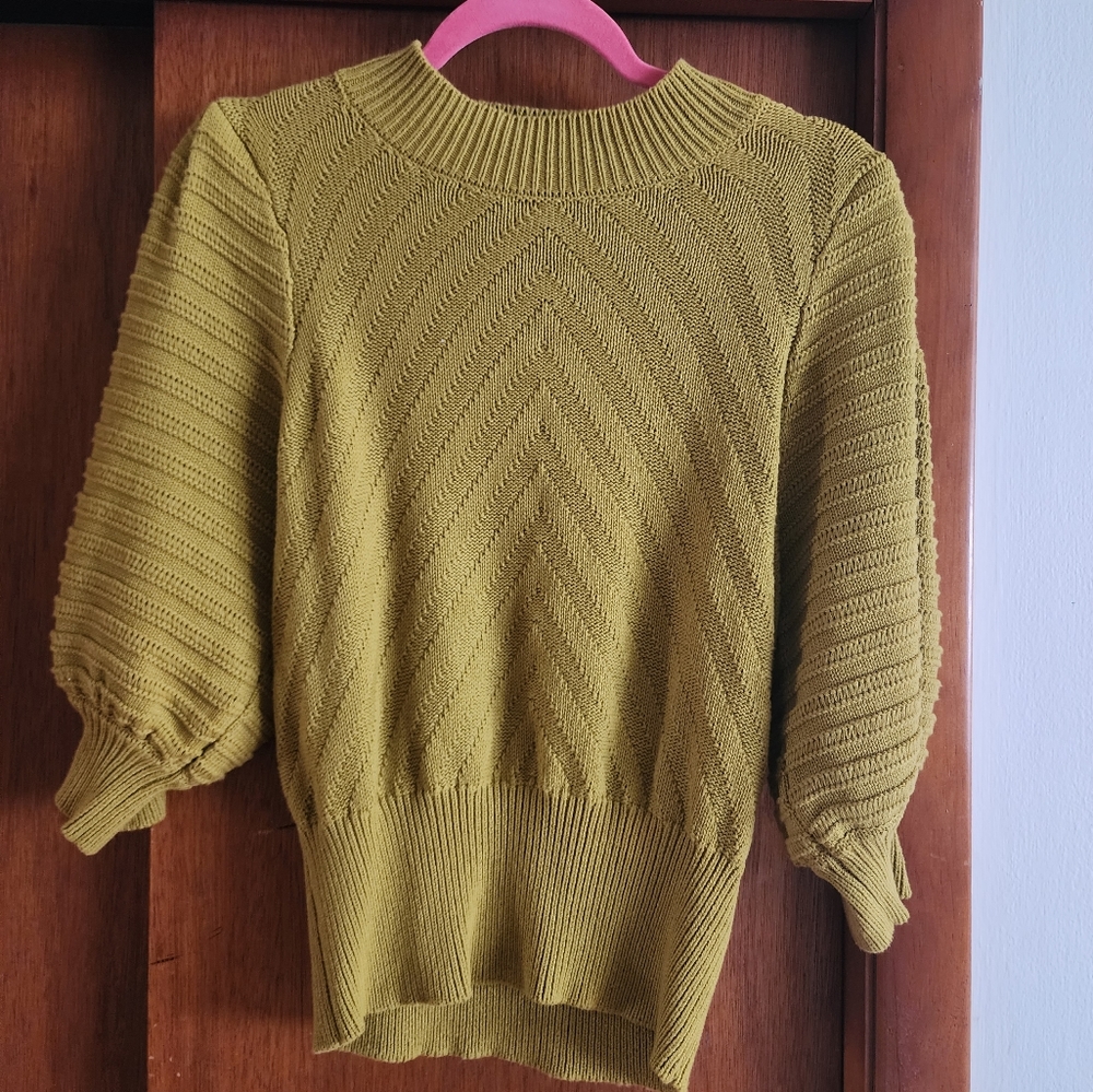 Olive puff sleeve sweater